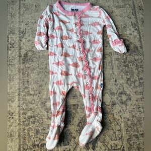 Kickee Pants Pink Fish Footie 0-3 Months